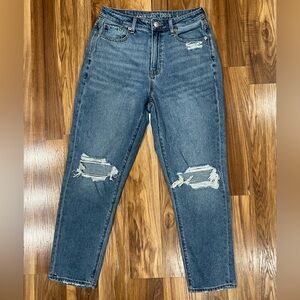 American Eagle Outfitters Blue Distressed Straight Leg Jeans